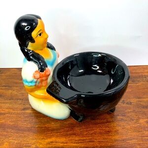 Senorita Ceramic Serveware Salsa‎ Chip Dip Bowl Mexican Girl Kitchen Painted